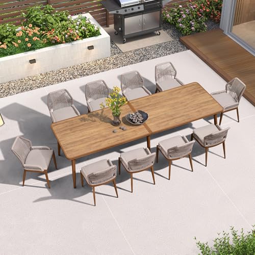 PURPLE LEAF Gartenmöbel Set 11-TLG PE Rattan Gartenmöbel Sitzgruppe Set 10 Stühle mit Tisch, Terrassenmöbel Außen Balkonmöbel für 10 Personen Garten Essgruppe Esszimmer-Set von PURPLE LEAF