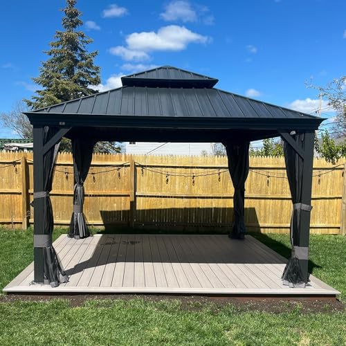 PURPLE LEAF Gartenpavillon 3.65 x 3.65 m Pavillon Wasserdicht Stabil Winterfest Alupavillon mit Stahldach Hardtop Pavillon mit Seitenteile, Grau PURPLE LEAF Gartenpavillon 3.65 x 3.65 m Pavillon Wasserdicht Stabil Winterfest Alupavillon mit Stahldach Hardtop Pavillon mit Seitenteile, Grau von PURPLE LEAF