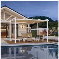 PURPLE LEAF Outdoor Retractable Pergola mit Double Sun Shade Canopy White Heavy-Duty Aluminium Pergola Patio Modern Pergola for Garden Deck Backyard von PURPLE LEAF