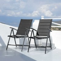 PURPLE LEAF Outdoor-Terrassen-Klappstühle 2er-Set, Outdoor-Liegestühle mit weichem, baumwollgepolstertem Sitz Verstellbare tragbare Stühle mit hoher von PURPLE LEAF
