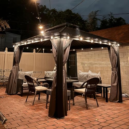 PURPLE LEAF Pavillon 3 x 3.65 m Wasserdicht Stabil Winterfest Gartenpavillon mit Stahldach Hardtop Pavillon 14.6 m 24 LED Kugel Lichterkette, Grau PURPLE LEAF Pavillon 3 x 3.65 m Wasserdicht Stabil Winterfest Gartenpavillon mit Stahldach Hardtop Pavillon 14.6 m 24 LED Kugel Lichterkette, Grau von PURPLE LEAF