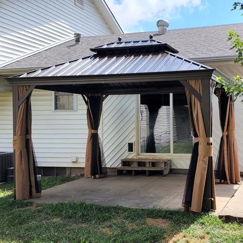 PURPLE LEAF Pavillon 3 x 3.65 m Wasserdicht Stabil Winterfest Gartenpavillon mit Stahldach Hardtop Pavillon mit Seitenteile, Bronze PURPLE LEAF Pavillon 3 x 3.65 m Wasserdicht Stabil Winterfest Gartenpavillon mit Stahldach Hardtop Pavillon mit Seitenteile, Bronze von PURPLE LEAF