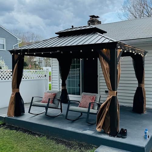 PURPLE LEAF Pavillon 3 x 3.65 m Wasserdicht Stabil Winterfest Gartenpavillon mit Stahldach Hardtop Pavillon mit Seitenteile 14.6 m 24 LED Lichterketten, Bronze PURPLE LEAF Pavillon 3 x 3.65 m Wasserdicht Stabil Winterfest Gartenpavillon mit Stahldach Hardtop Pavillon mit Seitenteile 14.6 m 24 LED Lichterketten, Bronze von PURPLE LEAF