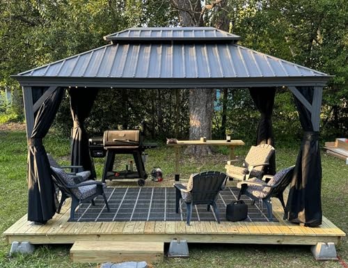 PURPLE LEAF Pavillon 3x4.25 Wasserdicht Stabil Winterfest Hardtop Pavillon mit Seitenteile Gartenpavillon mit Stahldach Alu Pavillon, Hellgrau von PURPLE LEAF