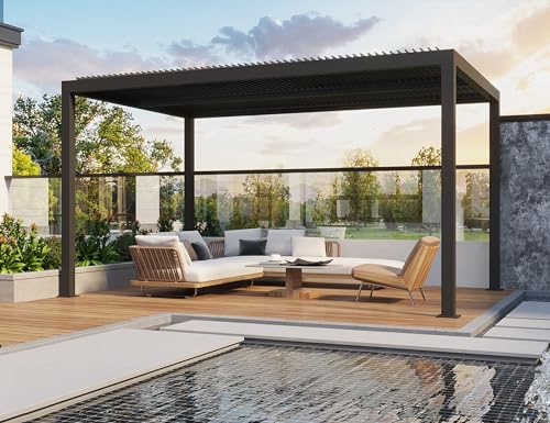 PURPLE LEAF Pavillon 3.35 x 4.25 m mit Lamellendach Terrassenüberdachung Pergola Wasserdicht Stabil Winterfest Freistehend Verstellbaren Aluminium-Lamellen, Grau PURPLE LEAF Pavillon 3.35 x 4.25 m mit Lamellendach Terrassenüberdachung Pergola Wasserdicht Stabil Winterfest Freistehend Verstellbaren Aluminium-Lamellen, Grau von PURPLE LEAF