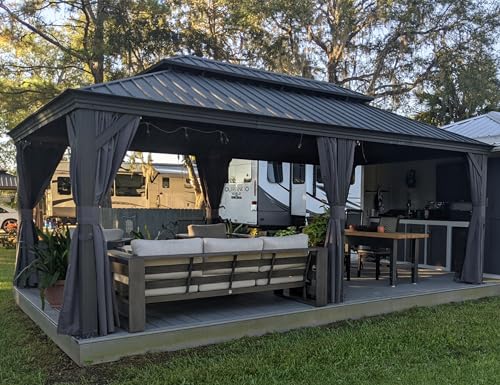 PURPLE LEAF Pavillon Hardtop Wasserdicht Stabil Winterfest Gartenpavillon mit Festem Dach Alu Pavillon mit Seitenteile, für Terrasse, Partyzelt von PURPLE LEAF