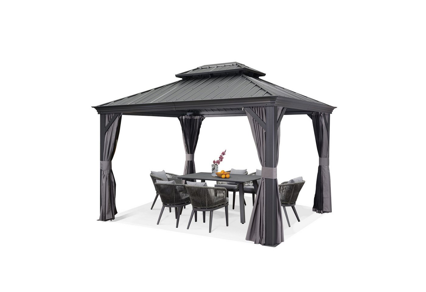 PURPLE LEAF Pavillon Alu Pavillon mit Hardtop Dach für Garten und Terrasse, Grau PURPLE LEAF Pavillon Alu Pavillon mit Hardtop Dach für Garten und Terrasse, Grau von PURPLE LEAF