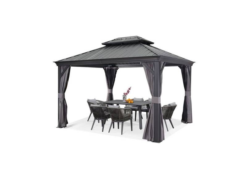 PURPLE LEAF Pavillon Alu Pavillon mit Hardtop Dach für Garten und Terrasse, Grau PURPLE LEAF Pavillon Alu Pavillon mit Hardtop Dach für Garten und Terrasse, Grau von PURPLE LEAF