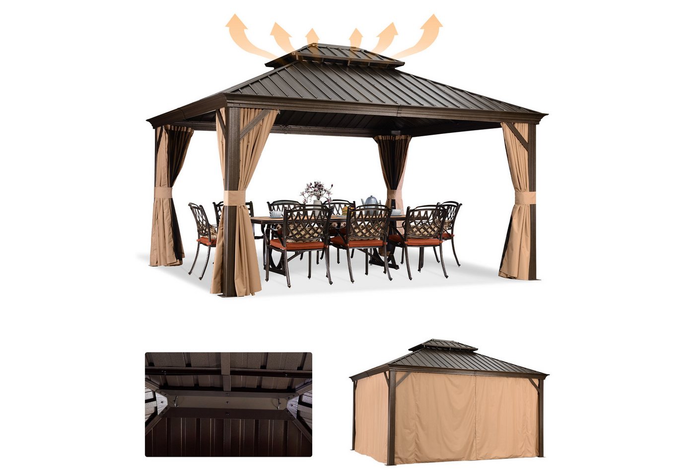PURPLE LEAF Pavillon Außenbereich Alu Gartenpavillon mit Stahldach Hardtop und Seitenteile, Winterfester und wasserdichter Pavillon PURPLE LEAF Pavillon Außenbereich Alu Gartenpavillon mit Stahldach Hardtop und Seitenteile, Winterfester und wasserdichter Pavillon von PURPLE LEAF