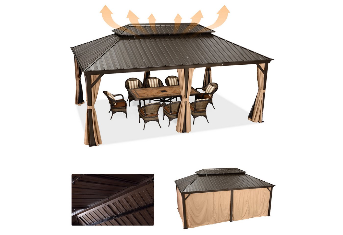 PURPLE LEAF Pavillon Außenbereich Alu Gartenpavillon mit Stahldach Hardtop und Seitenteile, Winterfester und wasserdichter Pavillon PURPLE LEAF Pavillon Außenbereich Alu Gartenpavillon mit Stahldach Hardtop und Seitenteile, Winterfester und wasserdichter Pavillon von PURPLE LEAF