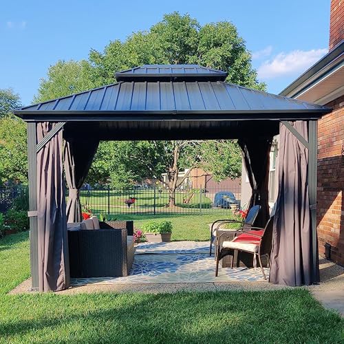 PURPLE LEAF Pavillons 3 x 3.65 m Festem Dach, Basisch Gartenpavillon Wasserdicht Stabil Winterfest Hardtop Pavillon mit Stahldach Alupavillon mit Seitenwänden, Grau PURPLE LEAF Pavillons 3 x 3.65 m Festem Dach, Basisch Gartenpavillon Wasserdicht Stabil Winterfest Hardtop Pavillon mit Stahldach Alupavillon mit Seitenwänden, Grau von PURPLE LEAF