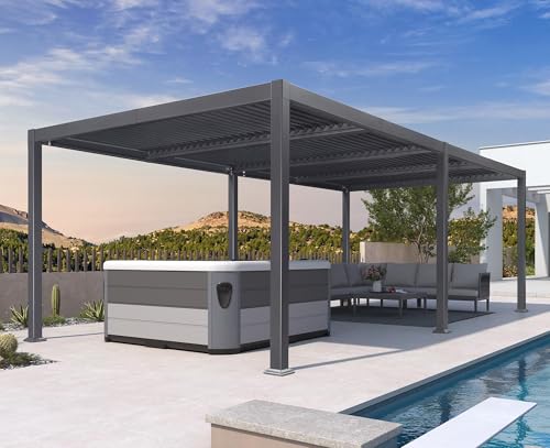 PURPLE LEAF Pergola 3.5 x 7.16 m mit Lamellendach Pavillon Terrassenüberdachung Freistehend Lamellenpergola Wasserdicht Stabil Winterfest Verstellbaren Alu-Lamellen Pavillon, Grau PURPLE LEAF Pergola 3.5 x 7.16 m mit Lamellendach Pavillon Terrassenüberdachung Freistehend Lamellenpergola Wasserdicht Stabil Winterfest Verstellbaren Alu-Lamellen Pavillon, Grau von PURPLE LEAF