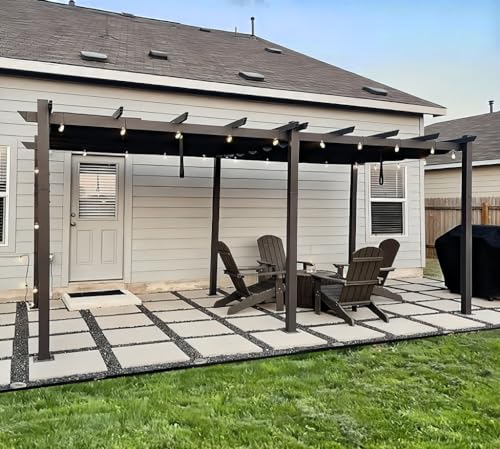 PURPLE LEAF Pergola 3 x 5.5 m Wasserdicht Stabil Winterfest, Aluminium Gartenpavillon mit Sonnenschutz Überdachung, Grau von PURPLE LEAF