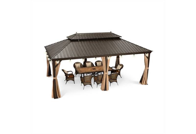 PURPLE LEAF Pavillon Hardtop Aluminium Gazebo mit Seitenteilen und LED Lichterketten, Winterfester und wasserdichter Pavillon PURPLE LEAF Pavillon Hardtop Aluminium Gazebo mit Seitenteilen und LED Lichterketten, Winterfester und wasserdichter Pavillon von PURPLE LEAF