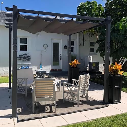 PURPLE LEAF Pergola Metall Garten Pavillon Pergola 300 x 300 cm Wasserdicht Stabil Winterfest, Gartenpavillon Mit Sonnenschutz Überdachung, Grau von PURPLE LEAF