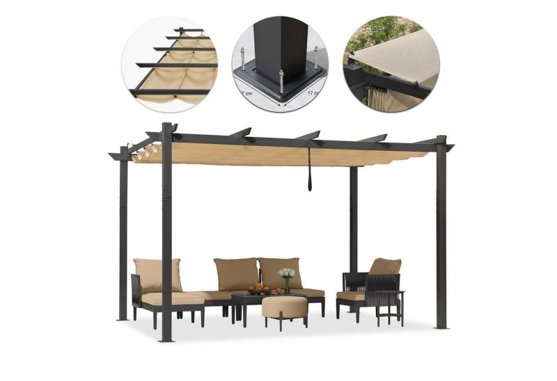 PURPLE LEAF Pergola Außenbereich Aluminium Pavillon Mit Markisenschutz und Schiebedach, BxTxH: 300,00x400,00x245,00 cm, für Hinterhof,Deck,Garten PURPLE LEAF Pergola Außenbereich Aluminium Pavillon Mit Markisenschutz und Schiebedach, BxTxH: 300,00x400,00x245,00 cm, für Hinterhof,Deck,Garten von PURPLE LEAF