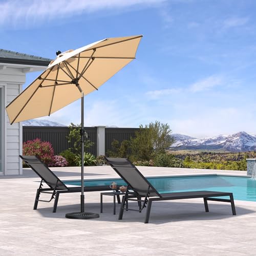 PURPLE LEAF Sonnenschirm 245 cm, Knickbar, Balkonschirm mit Kurbel, Marktschirm Sonnenschutz, Gestell Aluminium, wasserabweisend, für Garten, Terrassen, Beige von PURPLE LEAF