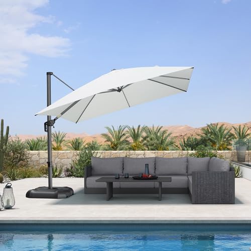 PURPLE LEAF Sonnenschirm 300 x 300 cm, Gestell Aluminium, Ampelschirm groß mit Kurbel, quadratisch Gartenschirm, 360° Rotation, Sonnenschutz UV50+, Weiß PURPLE LEAF Sonnenschirm 300 x 300 cm, Gestell Aluminium, Ampelschirm groß mit Kurbel, quadratisch Gartenschirm, 360° Rotation, Sonnenschutz UV50+, Weiß von PURPLE LEAF