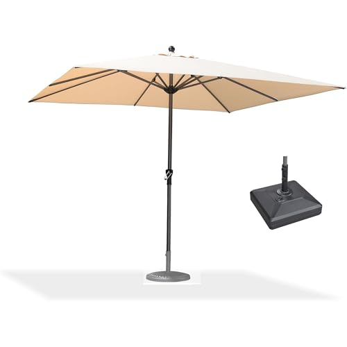 PURPLE LEAF Sonnenschirm 300 x 300 cm mit Schirmständer, Alu Gartenschirm Marktschirm mit Kurbel UV-beständig Wasserabweisend Markt Tisch Schirm für GartenTerrasse, Beige PURPLE LEAF Sonnenschirm 300 x 300 cm mit Schirmständer, Alu Gartenschirm Marktschirm mit Kurbel UV-beständig Wasserabweisend Markt Tisch Schirm für GartenTerrasse, Beige von PURPLE LEAF
