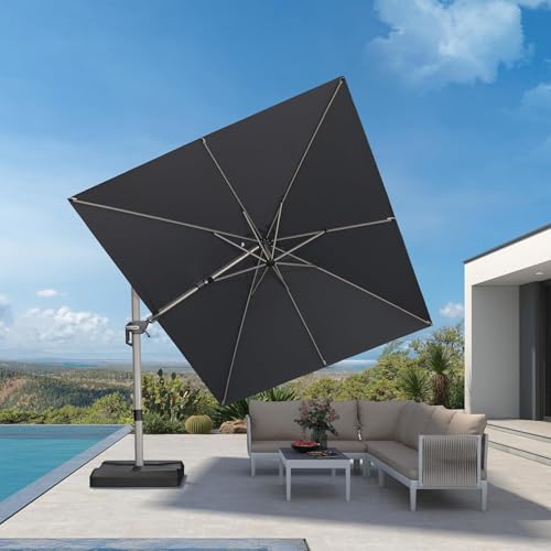 PURPLE LEAF Sonnenschirm Rechteckig 270 x 365 cm Twist Ampelschirm Pendelschirm mit Kurbel Neigbar Alu Gartenschirm 360° Drehung UV-beständig 50+ Wasserabweisend Marktschirm Groß für Garten, Grau PURPLE LEAF Sonnenschirm Rechteckig 270 x 365 cm Twist Ampelschirm Pendelschirm mit Kurbel Neigbar Alu Gartenschirm 360° Drehung UV-beständig 50+ Wasserabweisend Marktschirm Groß für Garten, Grau von PURPLE LEAF