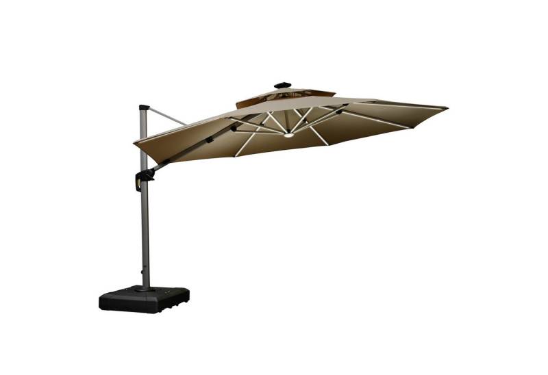 PURPLE LEAF Sonnenschirm Runder Außenbereich Ampelschirm, Gartenschirm mit Solar LED, LxB: 365,00x365,00 cm, für Garten,Terrasse, Pool PURPLE LEAF Sonnenschirm Runder Außenbereich Ampelschirm, Gartenschirm mit Solar LED, LxB: 365,00x365,00 cm, für Garten,Terrasse, Pool von PURPLE LEAF