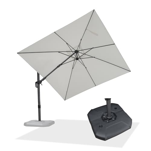 PURPLE LEAF Sonnenschirm mit Ständer, Twist Ampelschirm 300 x 300 cm mit Kurbel, Neigbar Kippbar Gartenschirm Groß, Aluminium Gestell, 360° Rotation, Weiß PURPLE LEAF Sonnenschirm mit Ständer, Twist Ampelschirm 300 x 300 cm mit Kurbel, Neigbar Kippbar Gartenschirm Groß, Aluminium Gestell, 360° Rotation, Weiß von PURPLE LEAF