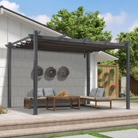 Pergola Metall Garten Pavillon Pergola 2.89 x 3.97 m Wasserdicht Stabil Winterfest, Gartenpavillon Mit Sonnenschutz Überdachung, Grau - Purple Leaf von PURPLE LEAF