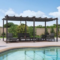 Pergola Metall Garten Pavillon Pergola 3.65 x 6 m Wasserdicht Stabil Winterfest, Gartenpavillon Mit Sonnenschutz Überdachung, Grau - Purple Leaf von PURPLE LEAF