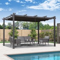 Pergola Aluminium, 3.35 x 3.96 m Wasserdicht Stabil Winterfest Pergola, Gartenpavillon Mit Sonnenschutz Überdachung, Grau - Purple Leaf von PURPLE LEAF