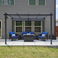 Pergola Metall Garten Pavillon Pergola 3 x 3.65 m Wasserdicht Stabil Winterfest, Gartenpavillon Mit Sonnenschutz Überdachung, Grau - Purple Leaf von PURPLE LEAF