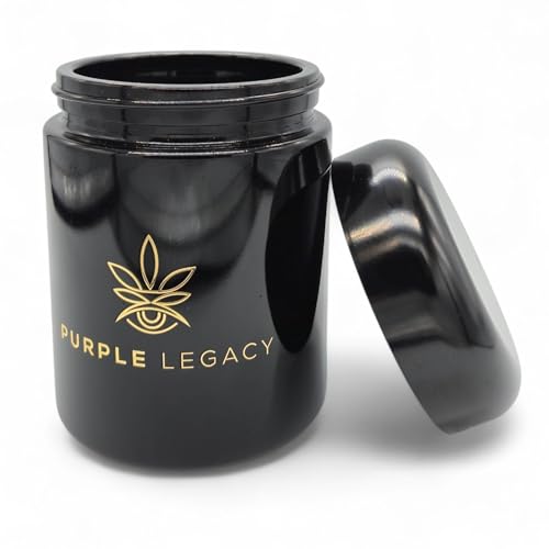 PURPLE LEGACY® Geruchsdichte Dose aus UV-Violett-Glas | Luftdichte Behälter für Kräuter, Tee, Kaffee Aufbewahrung Luftdichtes Glas | 250ml Version von PURPLE LEGACY