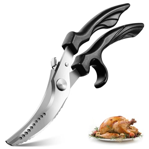 PURPLE BIRD Geflügelschere Küchenschere Profi, 4mm Edelstahl Knochenschere mit Sicherheitsschloss & Federbelastung,103° Schneidwinkel für Fleisch,Gemüse und Knochen, Rutschfester Griff PURPLE BIRD Geflügelschere Küchenschere Profi, 4mm Edelstahl Knochenschere mit Sicherheitsschloss & Federbelastung,103° Schneidwinkel für Fleisch,Gemüse und Knochen, Rutschfester Griff von PURPLEBIRD