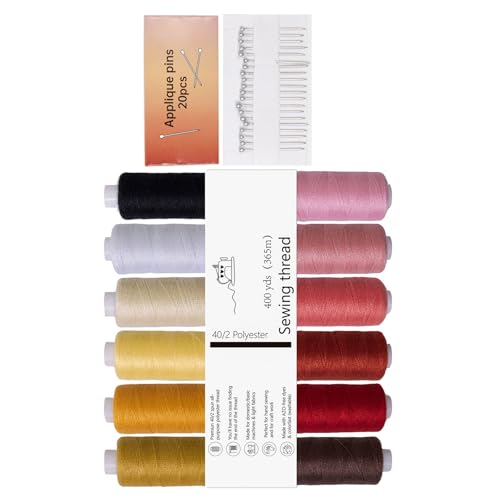 12 verschiedene Nähgarnspulen mit Holzspulen, starkes Polyester für Zuhause, Schneiderei, Polyester-Nähgarn-Set von PURPLELILY