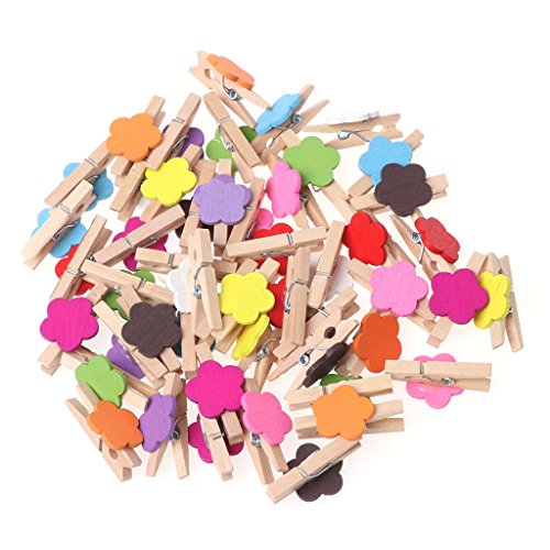 50 farbige Blumen-Holzklammern für Karten, Fotopapier, Wäscheklammern, Holzklammern mit Reißzwecken 50 farbige Blumen-Holzklammern für Karten, Fotopapier, Wäscheklammern, Holzklammern mit Reißzwecken von PURPLELILY