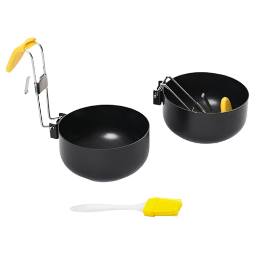 Faltbare Eier Pochierer mit Griff, zusammenklappbare Eier Kochtöpfe, Metallstruktur für einfaches Pochieren von Eiern, Kochen zu Hause, Eier Pochierer von PURPLELILY