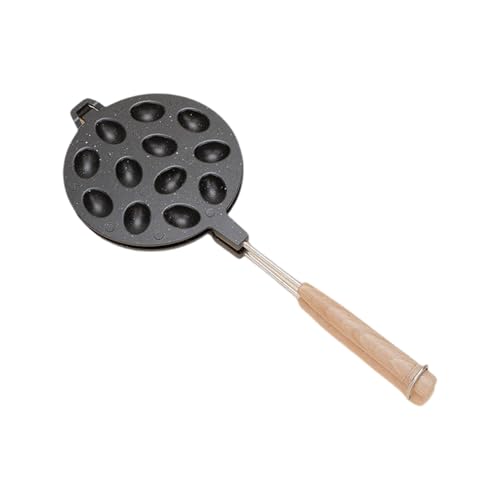 PURPLELILY Backform mit Holzgriff, Walnussholz, 12 Löcher, Waffel-Backform, Nuss-Gebäck, Aluminiumlegierung, Küchenhelfer, Antihaft-Backform von PURPLELILY