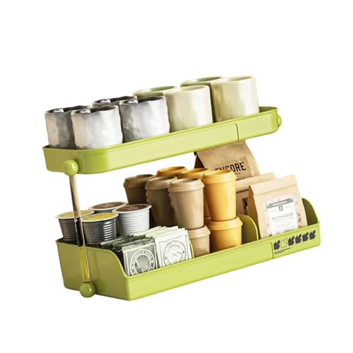 PURPLELILY Platzsparendes mehrschichtiges Tassen-Aufbewahrungsregal, Kaffeetassen-Ausstellungsregal, Arbeitsplatten-Organizer, platzsparender Tee-Beutelhalter, Gewürzschublade von PURPLELILY