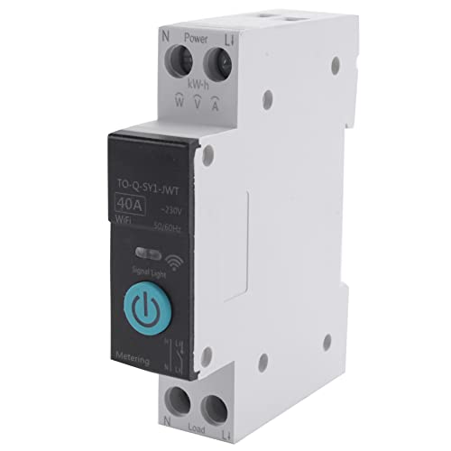 PURPLLE 40 ein Tuya ein Phase DIN Schiene WIFI Smart Energie Meter Timer Strom Verbrauch Monitor KWh Wattmeter, Schwarz mit ZäHler von PURPLLE