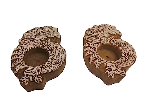 PUSHPACRAFTS Set mit 2 handgefertigten Holz Block stempeln Kerzenhalter Kerzenständer Geburtstagsgeschenk Kerzenständer t-Lichthalter Mandala Design Pfauenform PUSHPACRAFTS Set mit 2 handgefertigten Holz Block stempeln Kerzenhalter Kerzenständer Geburtstagsgeschenk Kerzenständer t-Lichthalter Mandala Design Pfauenform von PUSHPACRAFTS
