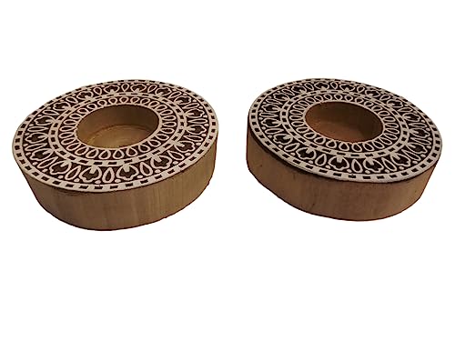 PUSHPACRAFTS Set mit 2 handgefertigten Holz Block stempeln Kerzenständer Geburtstag Geschenk Kerzenständer t-Lichthalter Mandala Design Runde Form PUSHPACRAFTS Set mit 2 handgefertigten Holz Block stempeln Kerzenständer Geburtstag Geschenk Kerzenständer t-Lichthalter Mandala Design Runde Form von PUSHPACRAFTS