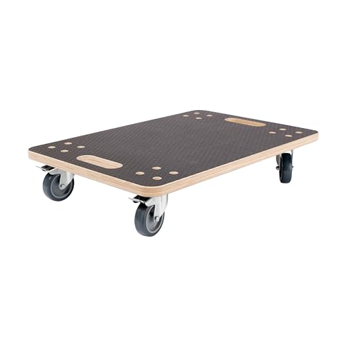 PUSHUPER Möbelroller – Robuster Transportroller aus Sperrholz, 200kg (Dunkel 200kg 2-Bremsen, 60 x 40 cm) von PUSHUPER