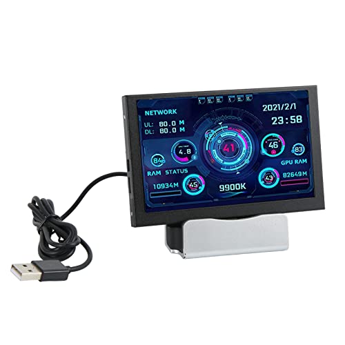 PUSOKEI 5 Zoll IPS USB Bildschirm, PC CPU GPU RAM Datentemperaturmonitor, USB C IPS Vollbetrachtungswinkel PC Sensorpanel Display mit Basis und Hub, für Systeme PUSOKEI 5 Zoll IPS USB Bildschirm, PC CPU GPU RAM Datentemperaturmonitor, USB C IPS Vollbetrachtungswinkel PC Sensorpanel Display mit Basis und Hub, für Systeme von PUSOKEI