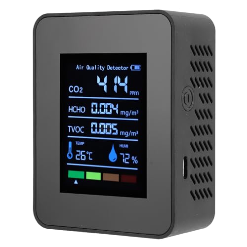 5 in 1 Luftqualitätsmonitor, CO2/HCHO/TVOC/Temperatur-/Feuchtigkeitsmessgerät, Intelligenter Luftqualitätsdetektor mit Farbdisplay und 1200 mAh Akku, für Zuhause, Büro, Schule 5 in 1 Luftqualitätsmonitor, CO2/HCHO/TVOC/Temperatur-/Feuchtigkeitsmessgerät, Intelligenter Luftqualitätsdetektor mit Farbdisplay und 1200 mAh Akku, für Zuhause, Büro, Schule von PUSOKEI