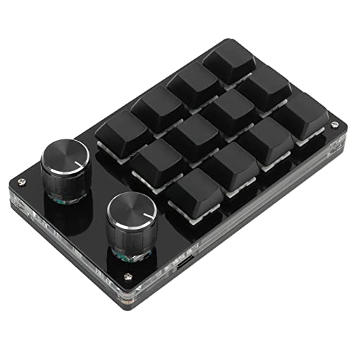 Mechanische Einhand Gaming Tastatur, 12 Tasten Multifunktions Einhand Makro Tastatur, Tragbare DIY Programmierbare Tastatur FüR das BüRo (Schwarz) von PUSOKEI
