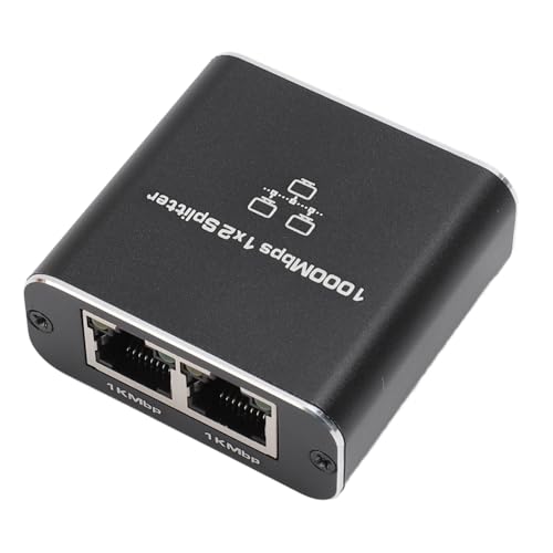 PUSOKEI 1 zu 2 Ethernet Splitter, Hochgeschwindigkeits Gigabit Ethernet Splitter mit 1000 Mbit/s, RJ45 Internet Splitter Adapter mit USB Stromkabel, Gleichzeitige Vernetzung von 2 Geräten von PUSOKEI