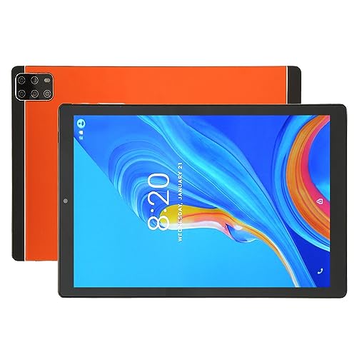 PUSOKEI 10,1 Zoll Tablet für Android 12, 6 GB 128 GB, 10 Core CPU, 5G WiFi 4G LTE IPS Bildschirm Tablet PC, Augenschutz, 8800 mAh Akku (Orange) von PUSOKEI