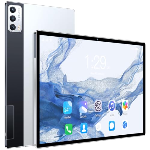 PUSOKEI 10,1 Zoll12 Tablet, 6 GB RAM, 128 GB ROM, 8 Kern CPU, 7000 mAh Akku, FHD Touchscreen, 2,4 G/5 G WiFi, 4G Tablet mit Schutzhülle, für Reisen (EU-Stecker) von PUSOKEI