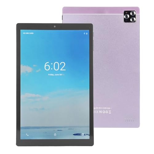 PUSOKEI 10 Zoll Android10.1 Tablet,Tablet PC, 6 GB RAM, 128 GB ROM, HD Display, 2 MP + 5 MP Kamera, 2,4 G/5 G WLAN, BT, Dual SIM Steckplatz, 6800 MAh Akku (Lila) von PUSOKEI