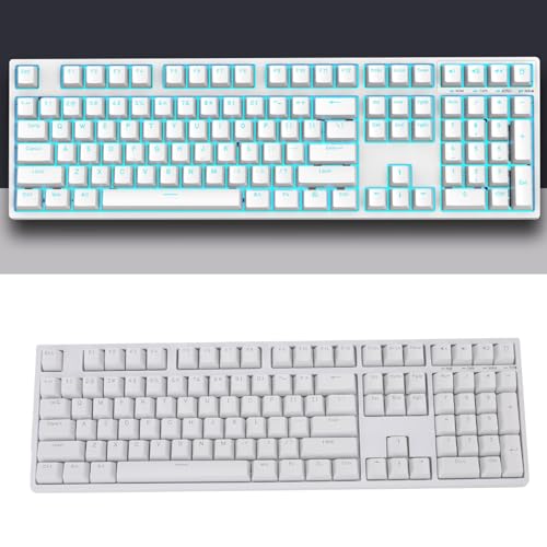PUSOKEI 3 Modus Mechanische Gaming -Tastatur, Drahtlose Kabel 108 Tasten Blue LED Backit Leuchtet Heißverfälle mit Anpassbaren Hintergrundbeleuchtungsmodi für Gaming -Tipps PC -Laptop (White) von PUSOKEI