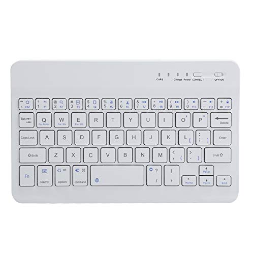 PUSOKEI 59-Tasten-Computer-Tastatur Ultra-Slim Bluetooth3.0 Tablet PC-Tastatur 7 Zoll Kabellose Bluetooth-Tastatur für IOS Tablet Air5/ für Samsung Tablet-Computer (Weiß) von PUSOKEI